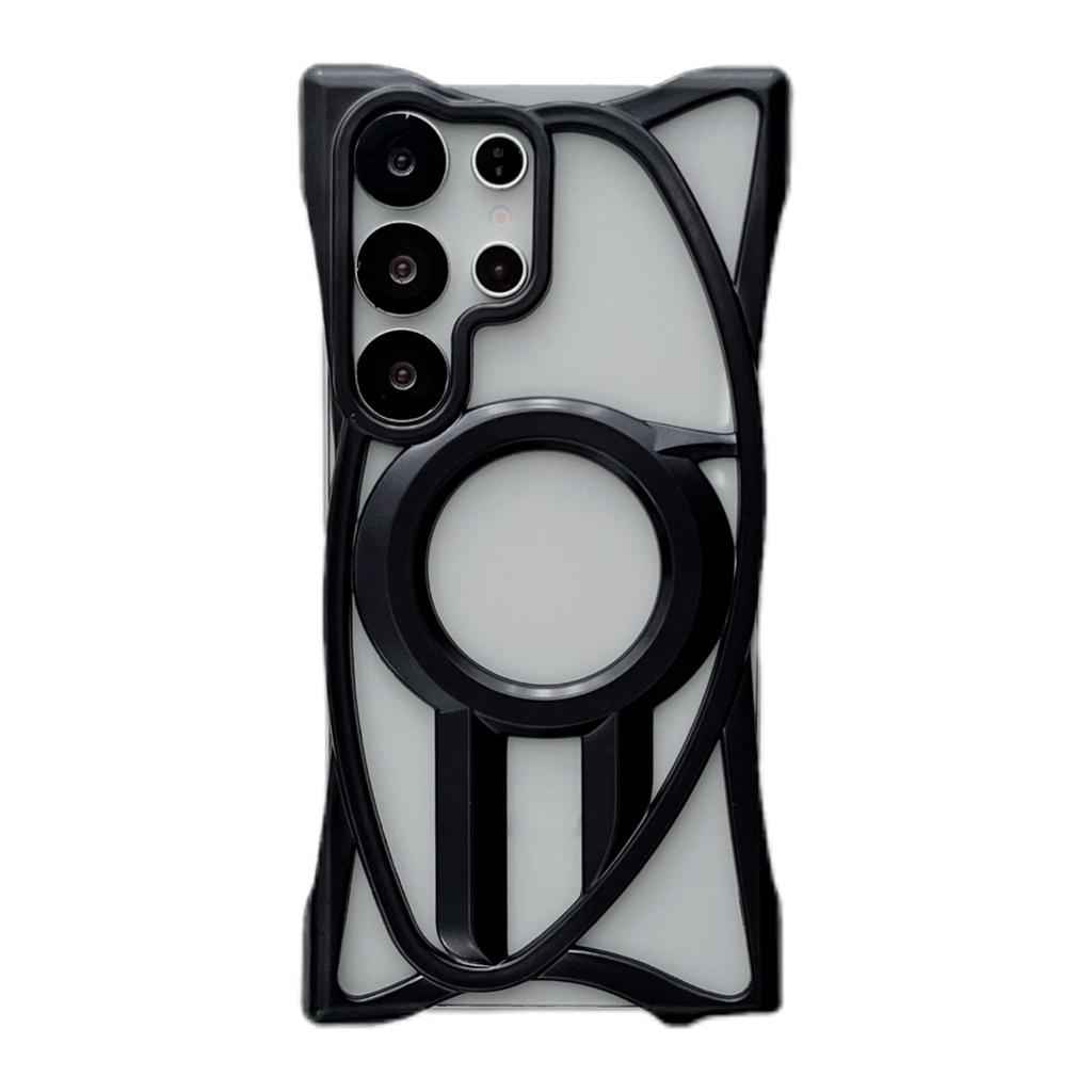 For Samsung Galaxy S24 Ultra Matte Case Compatible with MagSafe Frameless Electroplated Hollow Design TPU Phone Cover