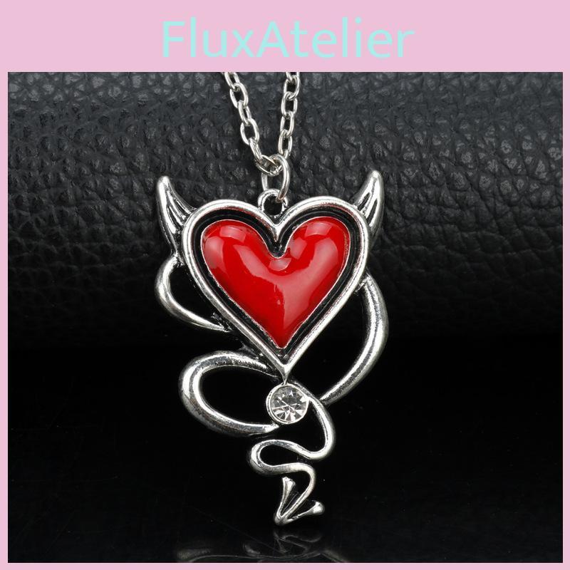 Unique Heart Shaped Alloy Necklace With Red Oil Drop For Trendy Street Fashion
