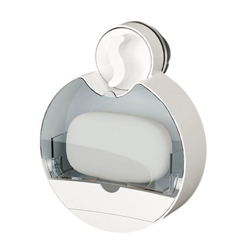 

Suction Cup Soap Dish Wall Mounted Bathroom Soap Holders Organizers Flips Cover NonPunch Installation ABS Soap Box синій/прозорий