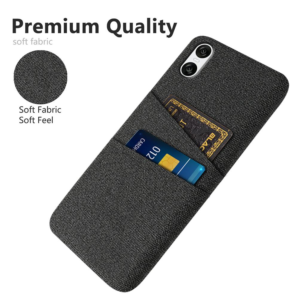 For Sony Xperia 10 VI Case Cloth Fabric + Hard PC Phone Cover with Dual Card Slots Anti-Fingerprint