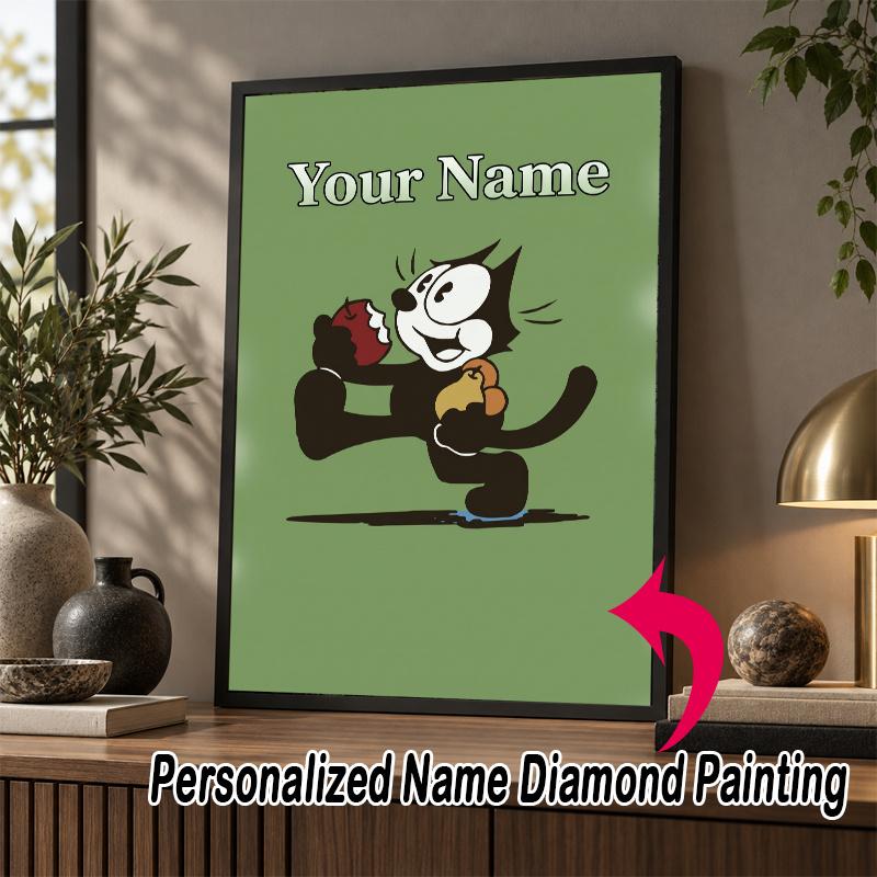 Custom Name Felix the Cat 5D Diamond Painting Personalized Full Drill Diamond Art Kit Gift