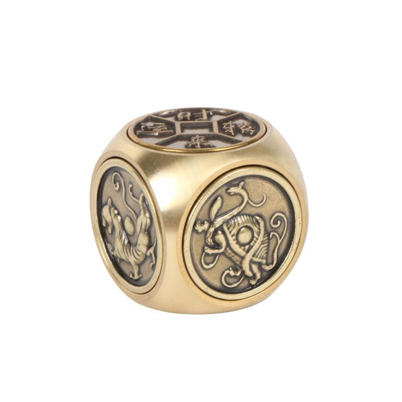 Rotatable Brass Six-sided Swivel Handle Wholesale Hand-cranked Money Handle Objects Antique Feng Shui