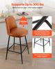 Bar Stool Set of 2, 69cm Counter Height Swivel Stools, Modern PU Leather Counter Barstool with Backrest and Metal Legs, Armless Bar Chair, Island