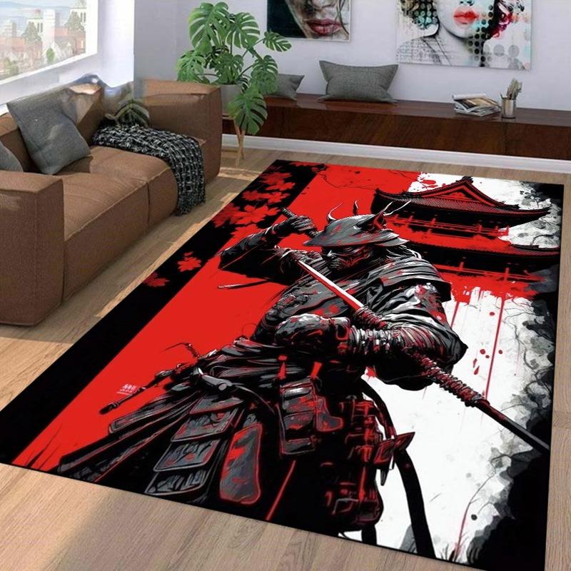 Samurai Spirits Large Carpet for Living Room Creative Retro Oriental Doormat Carpet Bedroom Home Decor Non-slip Floor Play Mat