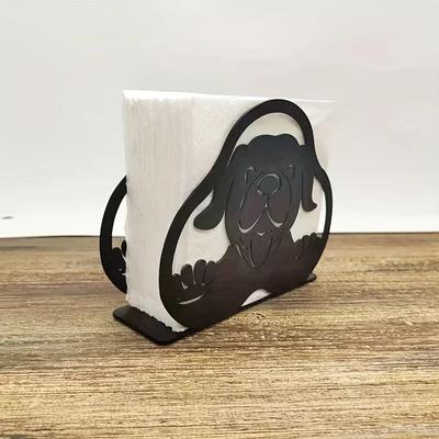 Home LivingRoom Iron Art Standing Tissue Holder Rústico Padrão Animal Festa Casamento Mesa de Jantar Decoração Guardanapo Suporte de Armazenamento Rack