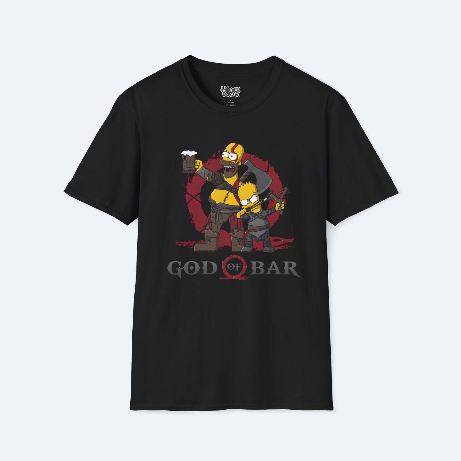 God of Bar T-Shirt - Funny Simpsons Parody Beer Graphic Tee - Homer Retro Cartoon Pop Culture Humor Shirt Unisex Streetwear Fan Gift Idea S