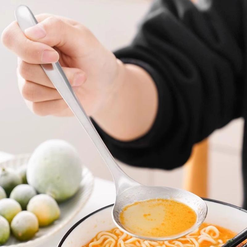 Stainless Steel Spoon Household Long Handle Hot Pot Spoon Spoon Big Head Round Spoon Hotel Spoon Spoon Soup Porridge Spoon Spoon Soup Public Spoon