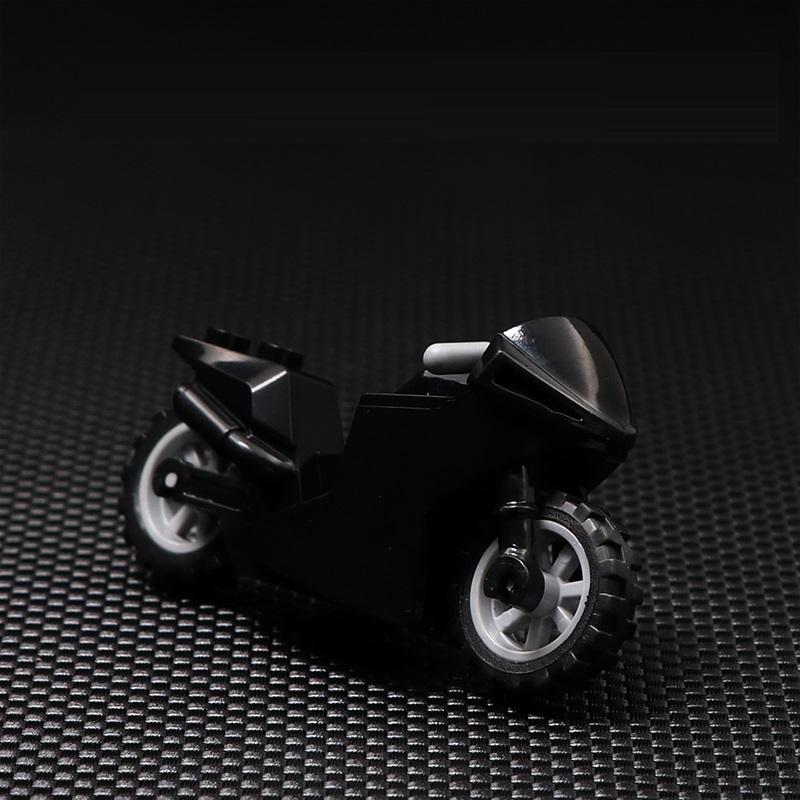 Motocyklové závody Černá zbraně Hračky Příslušenství Playmobil City Vojenské figurky Stavební kostka Cihla Originální Mini Hračky