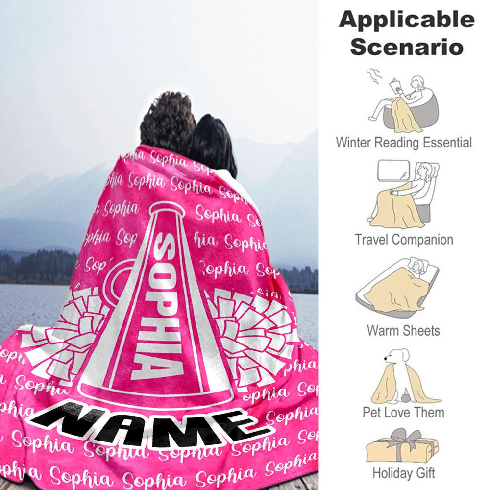 Pink Cheerleading88 Customize Your Name Blanket Cozy Personalized Blanket Warmthful Decor Throw For Chair Office Chair Nap Office for All Occasions