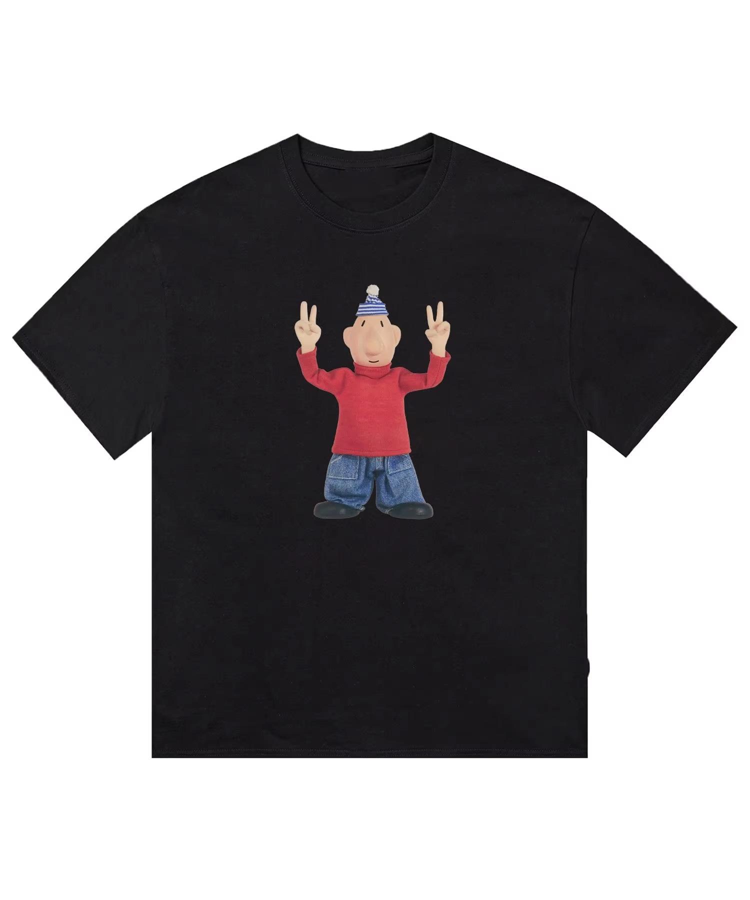 Fashion Trend Short Sleeve Anime Character Printed Pattern T-shirt Round Neck Unisex Women s Casual Street Wear Popular Fashion S