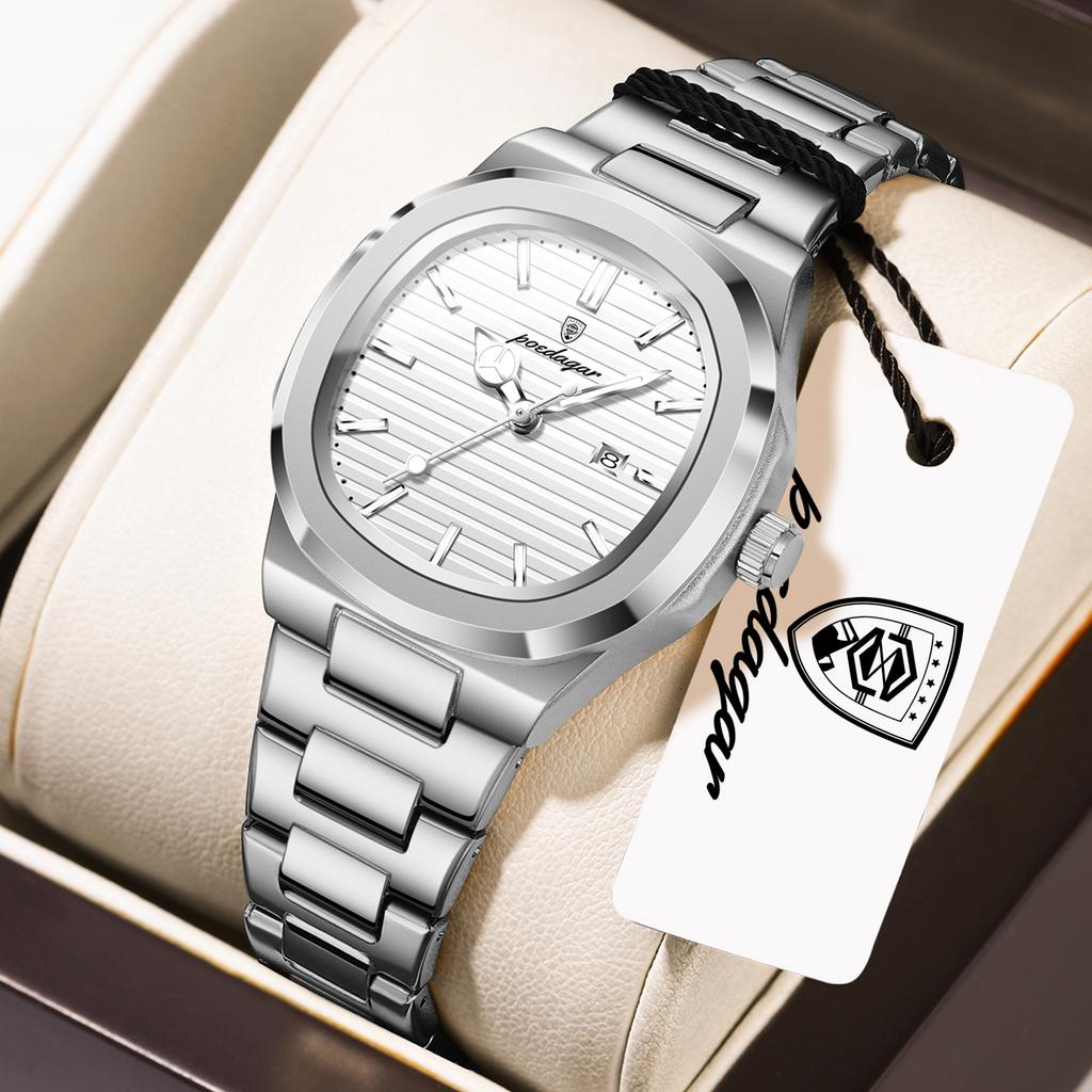 POEDAGAR Elegant Women's Watch Waterproof Luminous Date Fashion Ladies Wristwatch Stainless Steel Quartz Watches