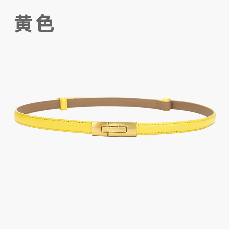 Kvinners skinn tynt belte All-Match Justerbart et par spenner Belte kvinnelig pynt kjole belte