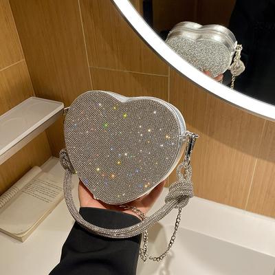 Love Bag Bright Diamond Shoulder Bag Fashion Versatile Messenger Bag Valentine's Day Bags Banquet Rhinestone Underarm Bag