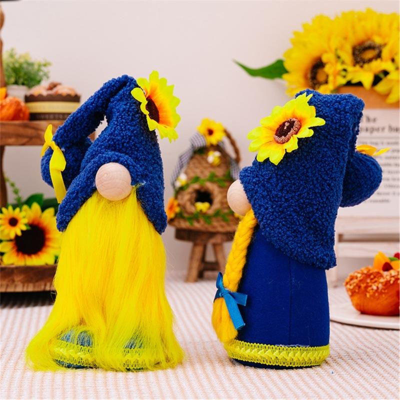 Sunflowers Gnomes Plushie Sunflowers Gnomes Swedish Tomte Scandinavians Figurins Spring Kitchen Tiered Tray Decors