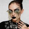 Óculos de bruxa com franja de strass de olho estilo gótico, armação pequena de metal, óculos de sol personalizados para festa de palco de Halloween escuro