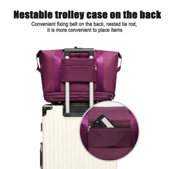 Travel Luggage Bag Trolley Bag with Wheels Waterproof Expandable Overnight Bag Portable Collapsible Weekender Bag for Travel Shopping Gym