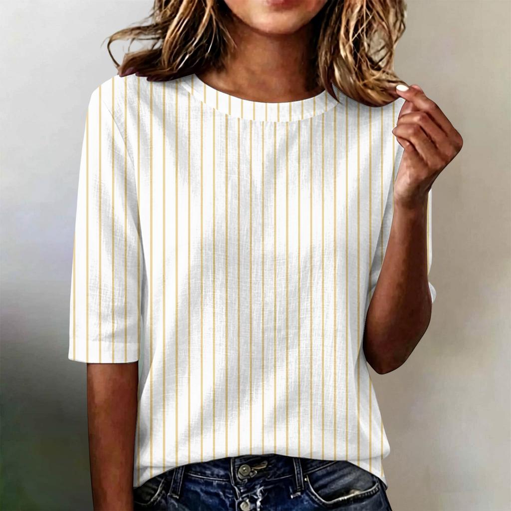 Camiseta de Manga Corta para Mujer, Corte Holgado, Casual, Ligera, Cuello Redondo, Cómoda para el Uso Diario, Blusa Adecuada para Diversas Ocasiones