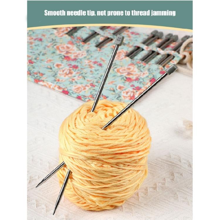 22Pcs Stainless Steel Single Pointed Knitting Needle 25.0cm Long Straight Single Pointed Knitting Needle with Bag