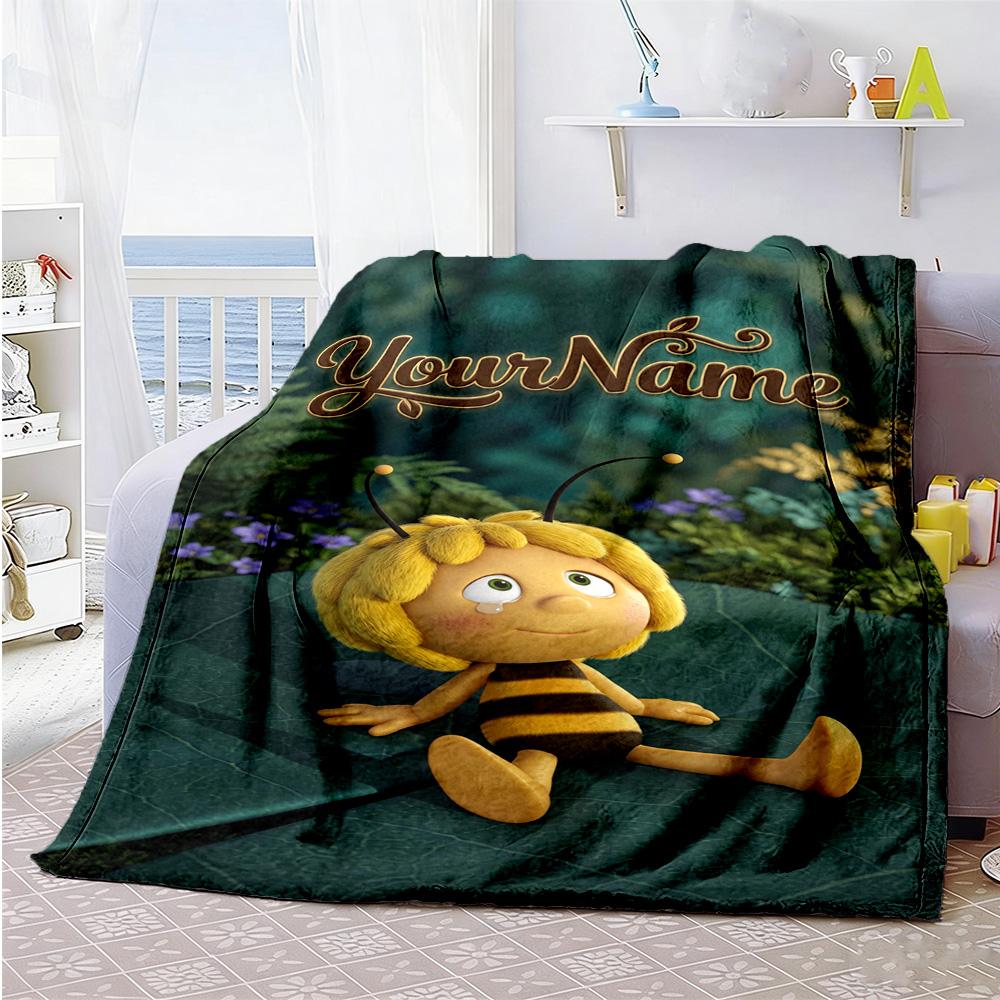Biene Maja Personalized Name Blanket Gift Customizable Blanket Soft Warm Cozy Throw For Office Nap Seaside Office Chair Four Seasons Universal