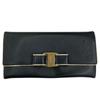 Used 186005 Current Item Salvatore Ferragamo Long Wallet Black Leather Women's