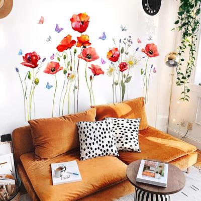 Aquarell Blume Schmetterling Wand Aufkleber Wohnzimmer Sofa Hintergrund Home Dekoration Wandbild Schlafzimmer Dekor Selbst-adhesive Wallpaper