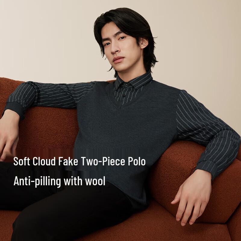 

Мужская трикотажная рубашка-поло Hodo 5A с антибактериальным эффектом, имитация двух предметов XL