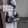 Large Capacity Tote Bag Cowhide Niche Design Leather Underarm Bag Women's Black Commuter Shoulder Messenger Bag