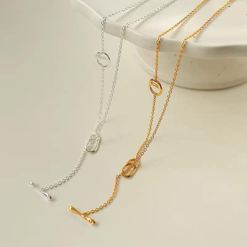 

Ожерелье-цепочка с кулоном в виде пятачка, покрытое 18-каратным золотом, японский нишевый дизайн для женщин – универсальная многослойная цепочка для свитера.