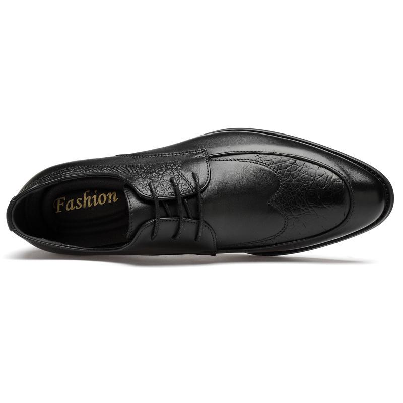 Men's Genuine Leather Pointed Toe Loafers - Non-Slip, Low Heel, Business Casual Shoes