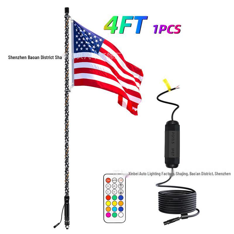 RGB Off-road Flagpole and Beach Atmosphere Light with Brake Function