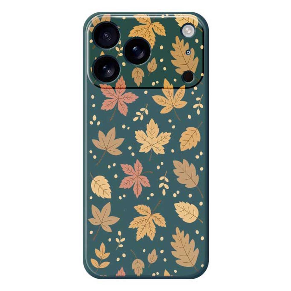 For iPhone 17 Pro Max Case Leaves Pattern Printing Straight Edge TPU Phone Back Cover