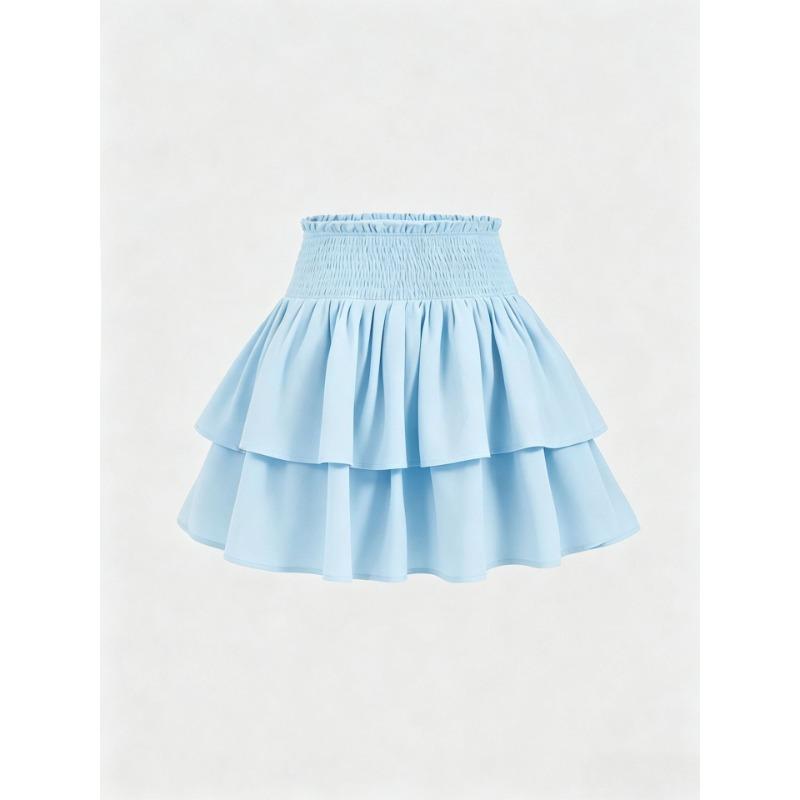 Gonna Mini a Strati, Gonna a Vita Alta Elastica Arricciata a Svasatura, Dolce Gonna Vaporosa Balletcore per Abiti Casual Quotidiani Primavera Estate