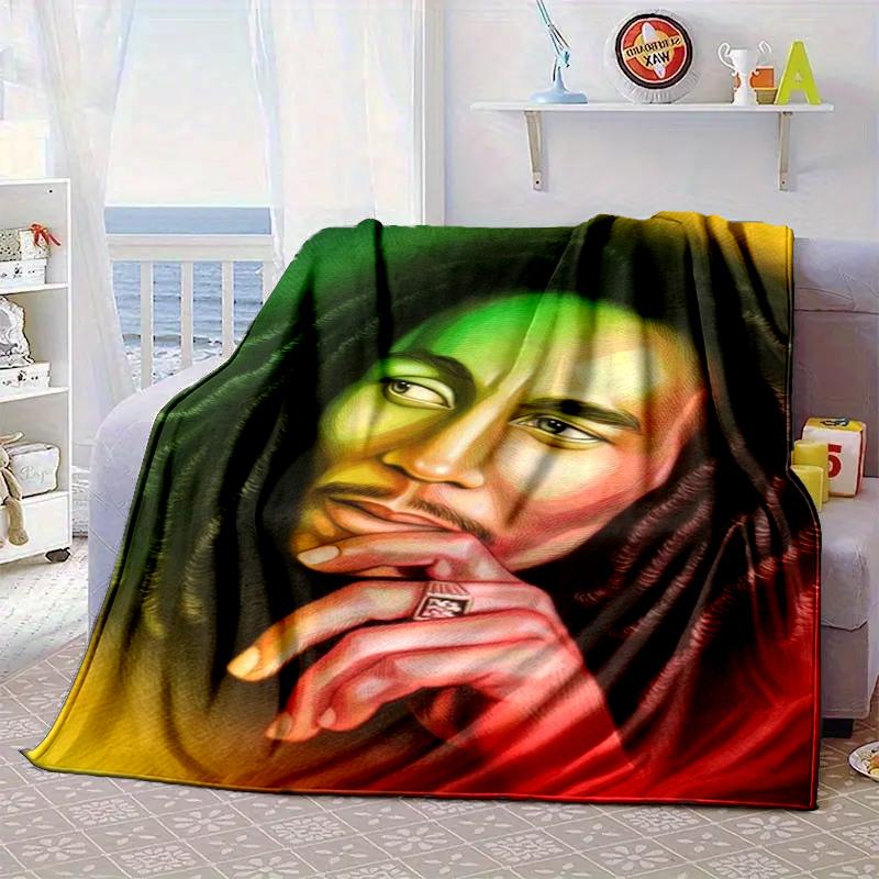 Bob music Vibrant Art Blanket Flannel Blanket for bed, sofa, Camping, Hiking, Picnic Essentials, gift for family Fan gifts