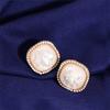 Fashion Gift S925 Needle New Vintage Jewelry Geometric Stud Earrings Shell Square