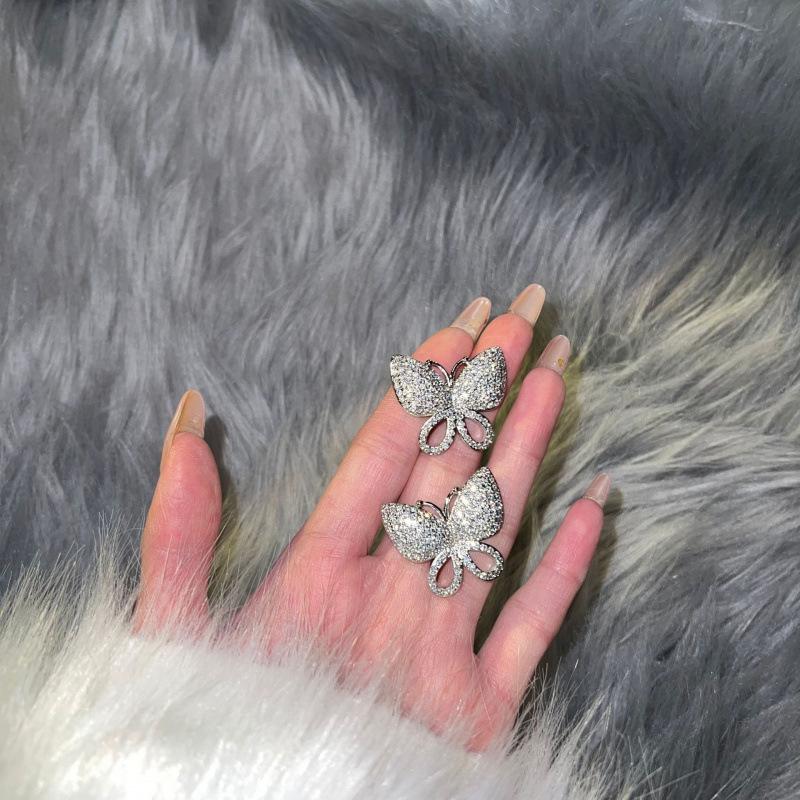Butterfly-Shaped Luxury Diamond Stud Earrings for Women