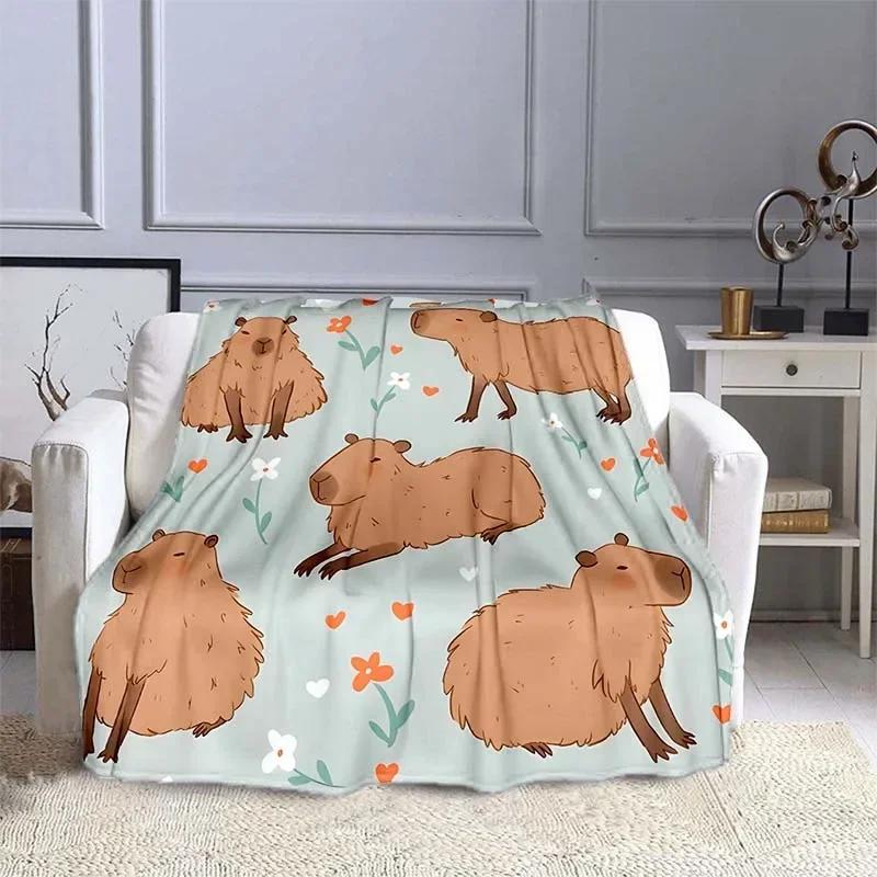 Capybara Printed Throw Blanket Soft Warm Bedding for Adults  Kids Ideal for Bed Sofa Outdoor Travel Cover