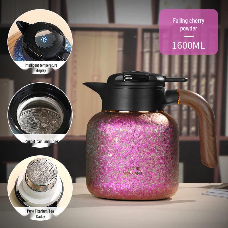 Huaxiang Smart Titanium Tea Pot with Temperature Display - Large Capacity, Insulated for Stewing and Brewing Tea.