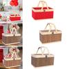 Handwoven Basket Shopping Basket Organizer Bin Gift Wrapping Basket with Lid Picnic Basket Hamper Basket for Bread Mooncake