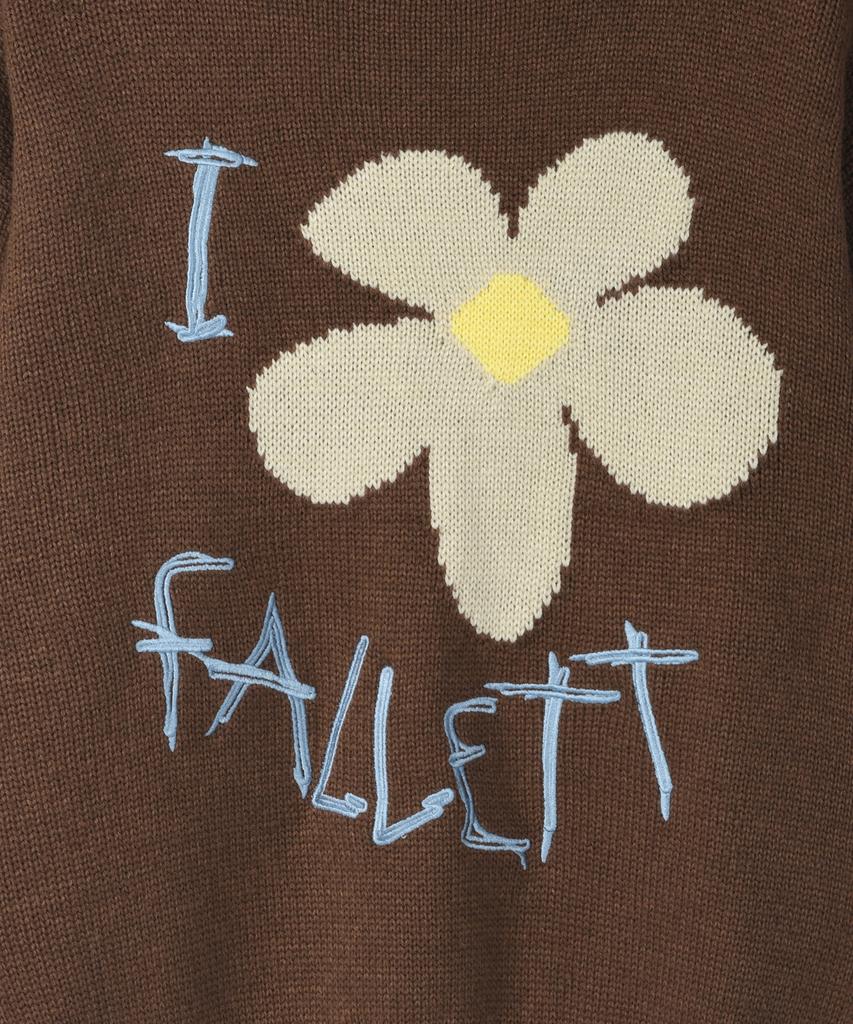 FALLETT Drawing Flower Knit Brown