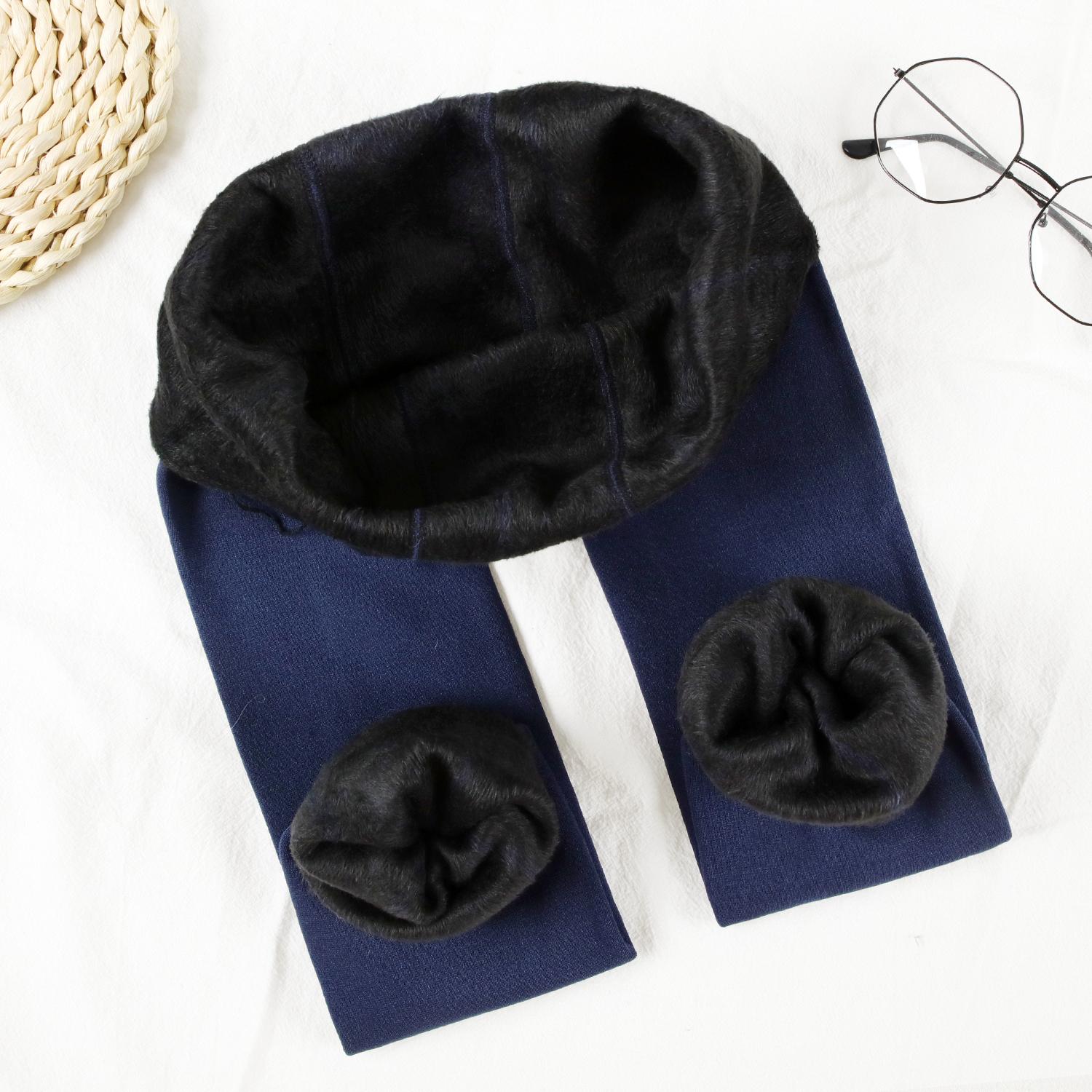 

Толстые теплые бесшовные леггинсы из кашемира XL темно-синий