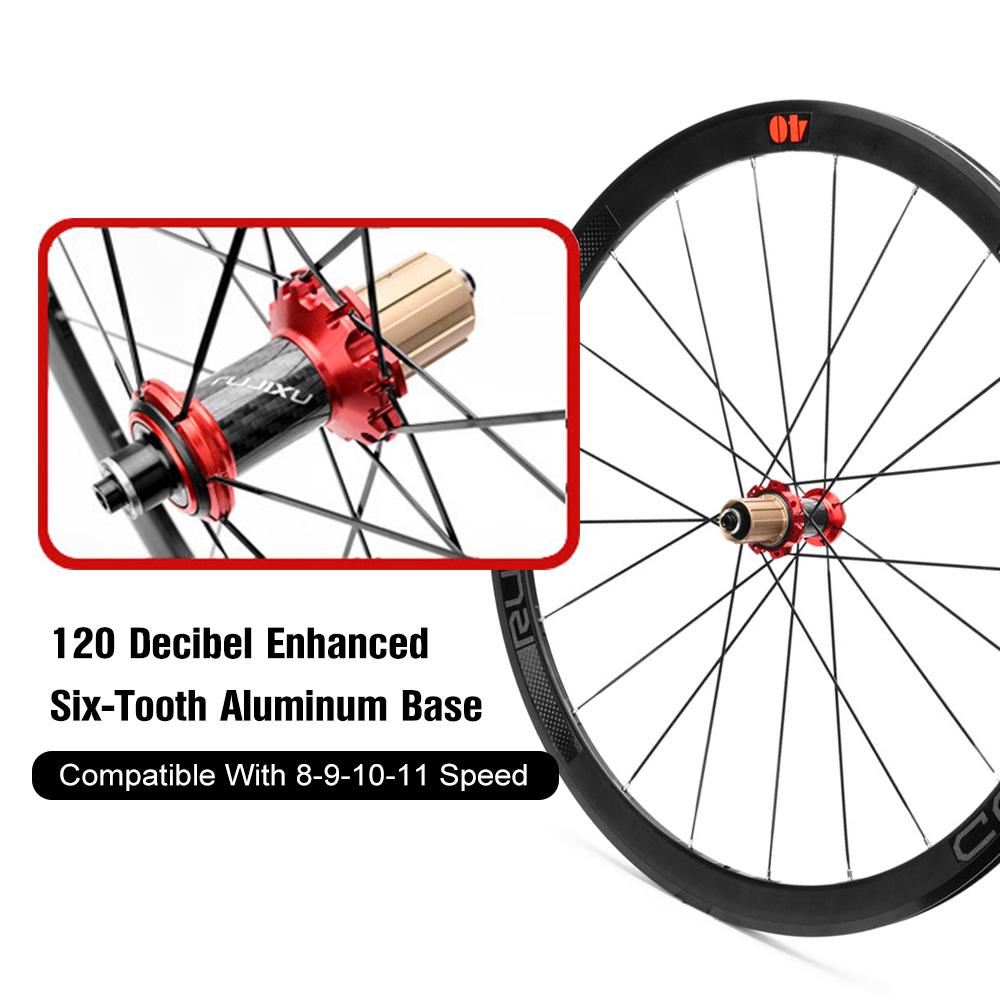 Road Bike Wheelset 700C Carbon Fiber Ultra-Light 120 Decibel 40mm/1.57in Reflective Strip V/C Brake