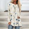 Womens Tops Round Neck Long Sleeve Blouses Casual Mid-length Shirts Fashion Print Tunic Tops