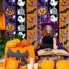 Halloween Backdrop Curtain Foil Fringe for Halloween, Orange Purple Black Background Shiny Tinsel Photo Booth Props, Pumpkin Ghost Bat Party