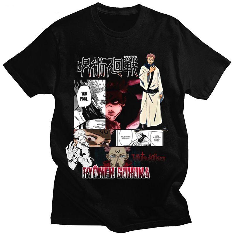 Hot Sale Jujutsu Kaisen Spell Back To War Print Short Sleeve Summer Loose Men's and Women's Streetwear