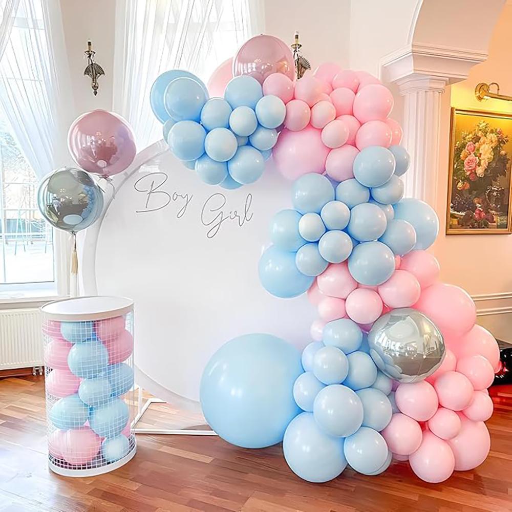 Boy Girl Baby Shower Decor Balloons Garland Pastel Pink Blue Balloon Arch Kit Birthday Party Gender Reveal Decoration Background