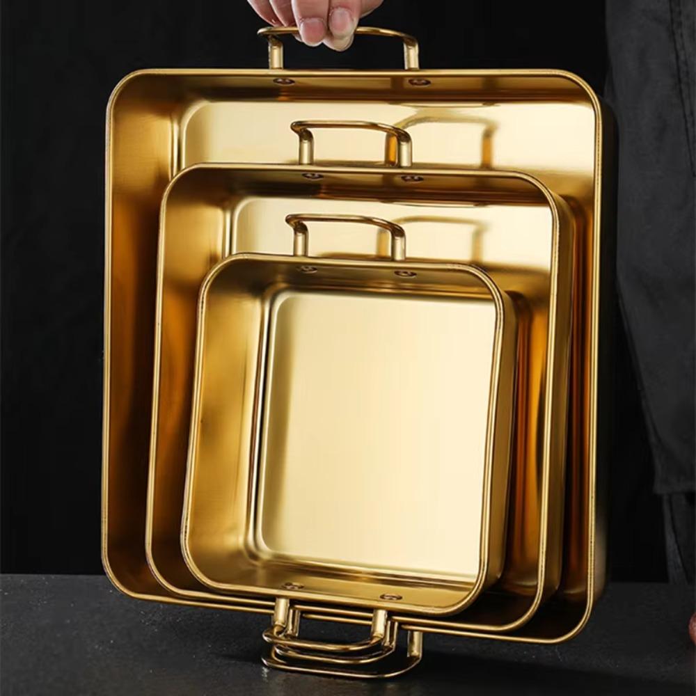 Binauraler Griff Tiramisu Tablett Koreanische BBQ Platte Quadratische Serviertabletts für Speisen Gebratenes Hähnchen