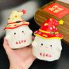 Red Festive New Year Cartoon Ceramic Mug Creative Water Cup With Lid Household Cup Spring Festival Souvenir