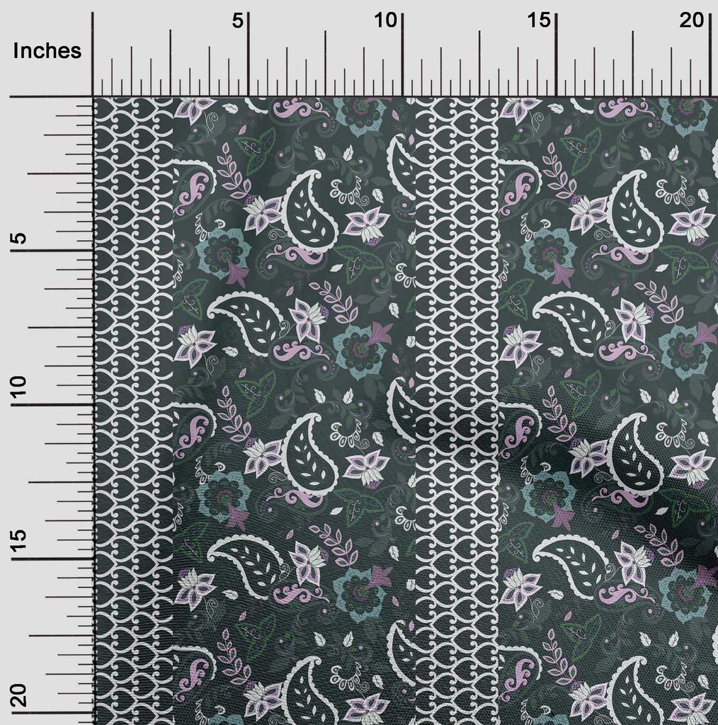 oneOone Cotton Flex Dark Teal Blue Fabric Asian Paisley Sewing Material Print Fabric By The Yard 40 Inch