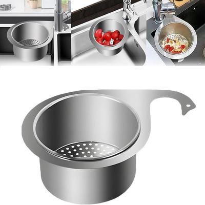 New Drain Water Basket Sink Drain Basket Stainless Steel Kitchen Basin Organizer Swan Drain Strainer Basket Hanging Basket