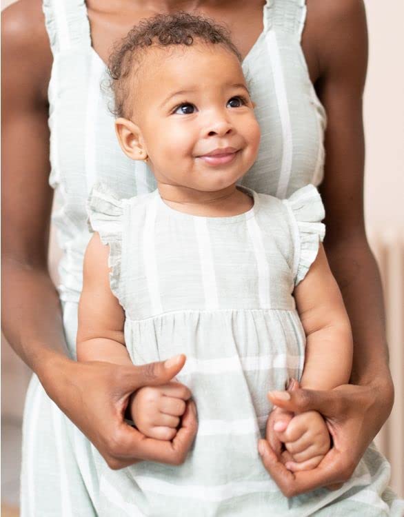 Romper Baby Stripe Months [Serafin] Children's One-Piece Children's Sage/White 12-18
